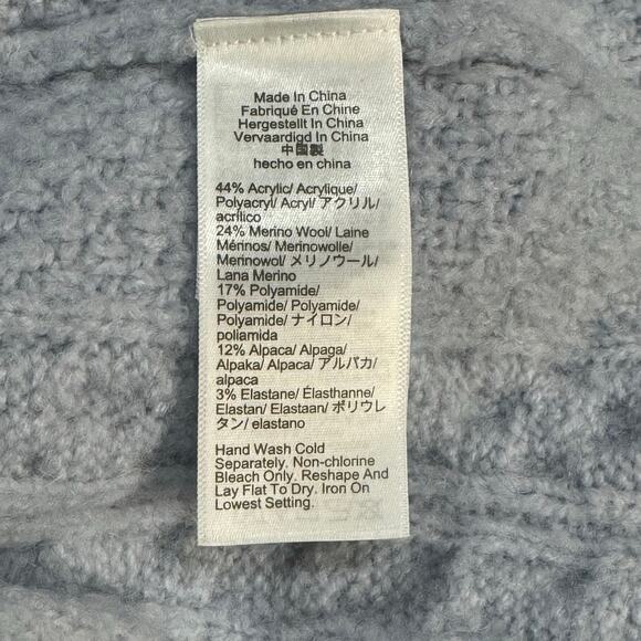 J.Crew Alpaca Wool Cable Knit Rollneck Sweater Light Blue Gray Medium - Picture 7 of 7